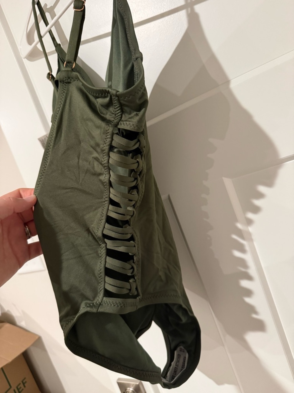 NWOT Shade & Shore Olive Green One-Piece Swimsuit - Picture 3 of 5